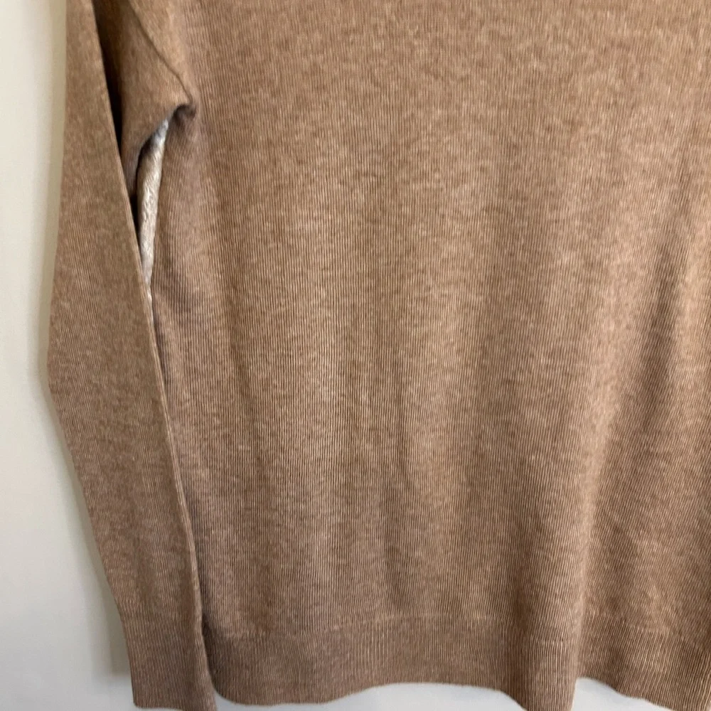 NWOT J. CREW Needle Punch Lace Wool Blend Crewneck Sweater brown cream size XXS